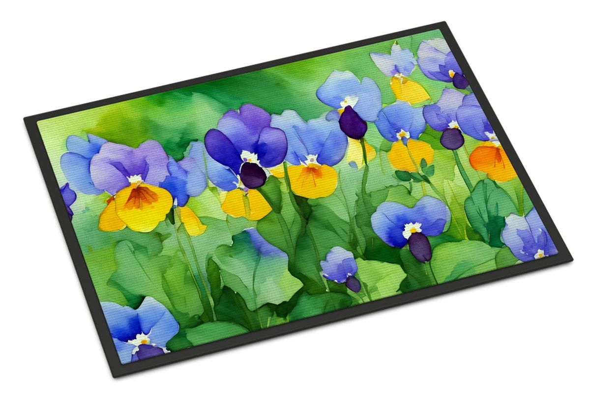 Illinois Violet In Watercolor Doormat Front Door Mat Indoor Outdoor Rugs For Entryway, Non Slip Washable Low Pile, 24H X 36W_maomaolike.com