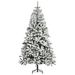 7.5 Ft Tall Unlit Snow Flocked Pine Artificial Christmas Tree With Realistic Branches, Green_maomaolike.com