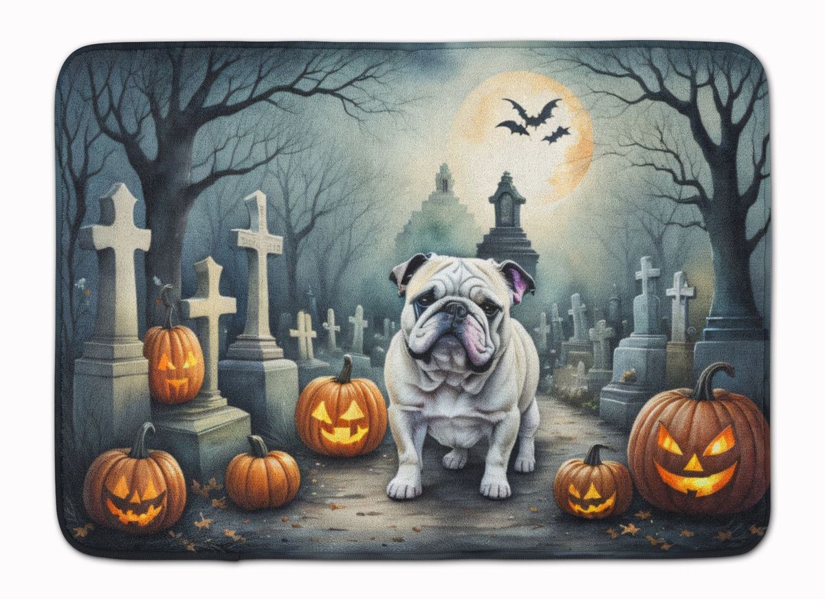 English Bulldog Spooky Halloween Memory Foam Kitchen Mat Machine Washable Anti-Fatigue Mat Cushion Comfort Bath Mat Or Kitchen Rug_maomaolike.com