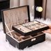 In Stock Double Layer Large Capacity Earrings Necklace Ring Storage PU Jewelry Box Japanese Simple Style_maomaolike.com
