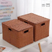 Lidded Rattan Woven Basket Multi-Functional Organizer With Handle For Home Bedroom Miscellaneous Storage Box_maomaolike.com