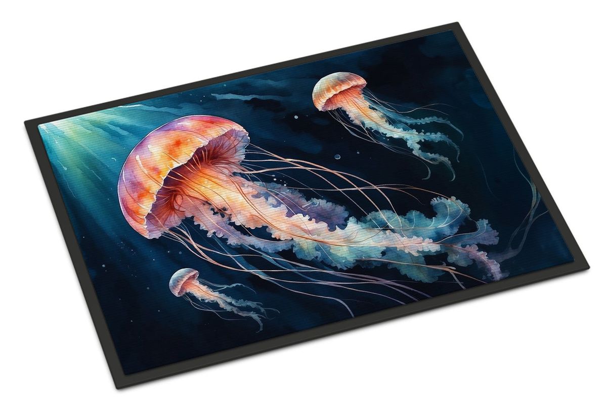 Deep-Sea Jellyfish Doormat Front Door Mat Indoor Outdoor Rugs For Entryway, Non Slip Washable Low Pile, 24H X 36W_maomaolike.com