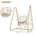 Handmade Macrame Swing Hammock Chair With Stand - Indoor/Outdoor Boho Style Seating_maomaolike.com