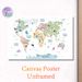 Animal World Map Painting Poster, Soft-toned Cartoon Animal & Continent Map Poster, Educational Geographic Decor Suitable For Study, Living Room_maomaolike.com