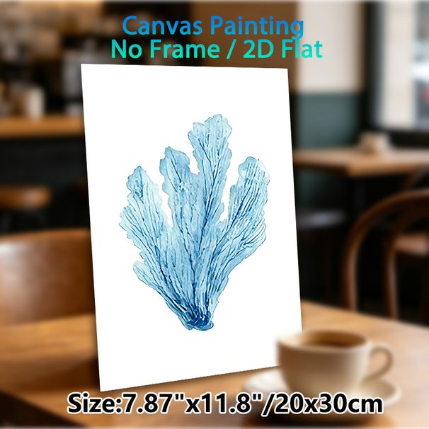 Blue Coral Painting Poster, Soft Watercolor Style Blue Coral Poster, Delicate Textured Design Brings Coastal Vibe, Suitable For Living Room, Bathroom_maomaolike.com