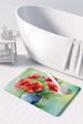 Ohio Scarlet Carnations In Watercolor Memory Foam Kitchen Mat Machine Washable Anti-Fatigue Mat Cushion Comfort Bath Mat Or Kitchen Rug_maomaolike.com