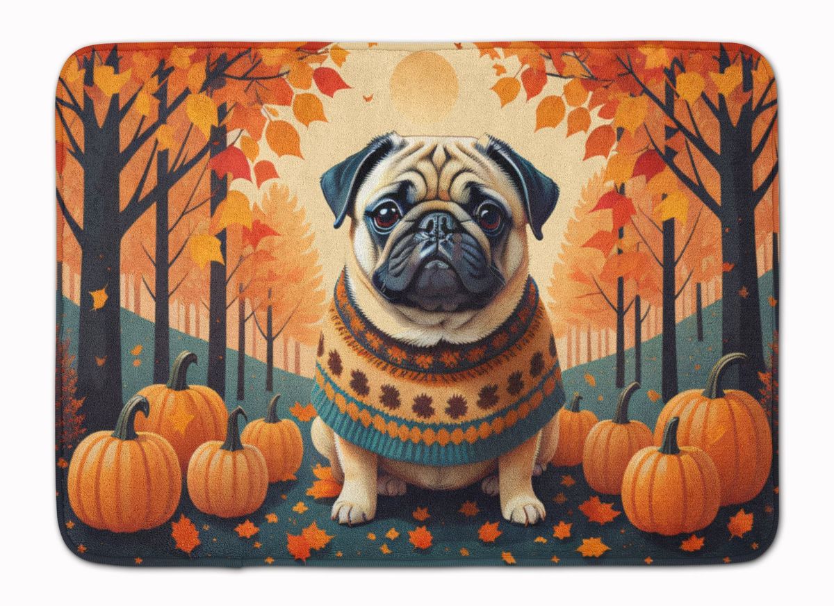 Fawn Pug Fall Memory Foam Kitchen Mat Machine Washable Anti-Fatigue Mat Cushion Comfort Bath Mat Or Kitchen Rug_maomaolike.com