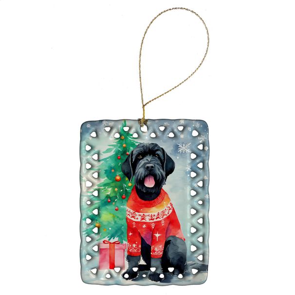 Giant Schnauzer Christmas Porcelain Ornament Christmas Tree Hanging Decorations For Home Christmas Holiday, Rectangle, Gift, Multicolor_maomaolike.com