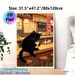 Japanese Izakaya Black Cat Painting Poster, Warm-toned Vintage Anime Style Poster, Cozy Whimsical Design Suitable For Home Bar, Living Room_maomaolike.com