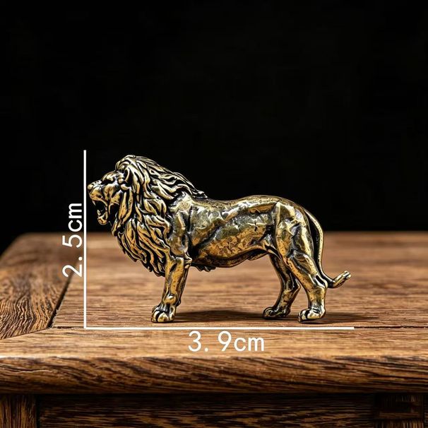 Brass Lion Figurine Tea Pet Statue Craft, Decorative Bronze Ornament For Household Desk And Office Interior Decoration
_maomaolike.com