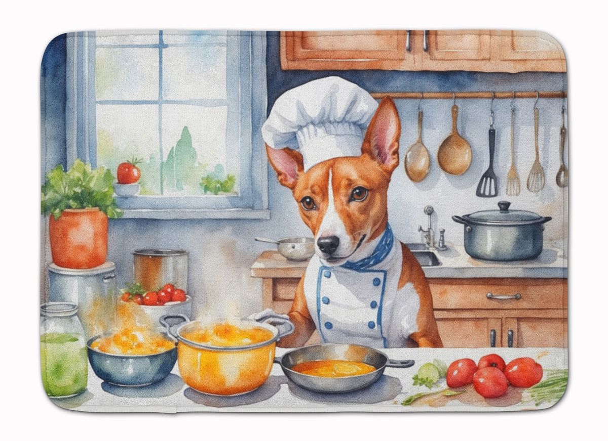 Basenji The Chef Memory Foam Kitchen Mat Machine Washable Anti-Fatigue Mat Cushion Comfort Bath Mat Or Kitchen Rug_maomaolike.com