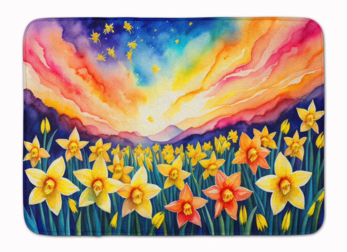 Daffodils In Color Memory Foam Kitchen Mat Machine Washable Anti-Fatigue Mat Cushion Comfort Bath Mat Or Kitchen Rug_maomaolike.com