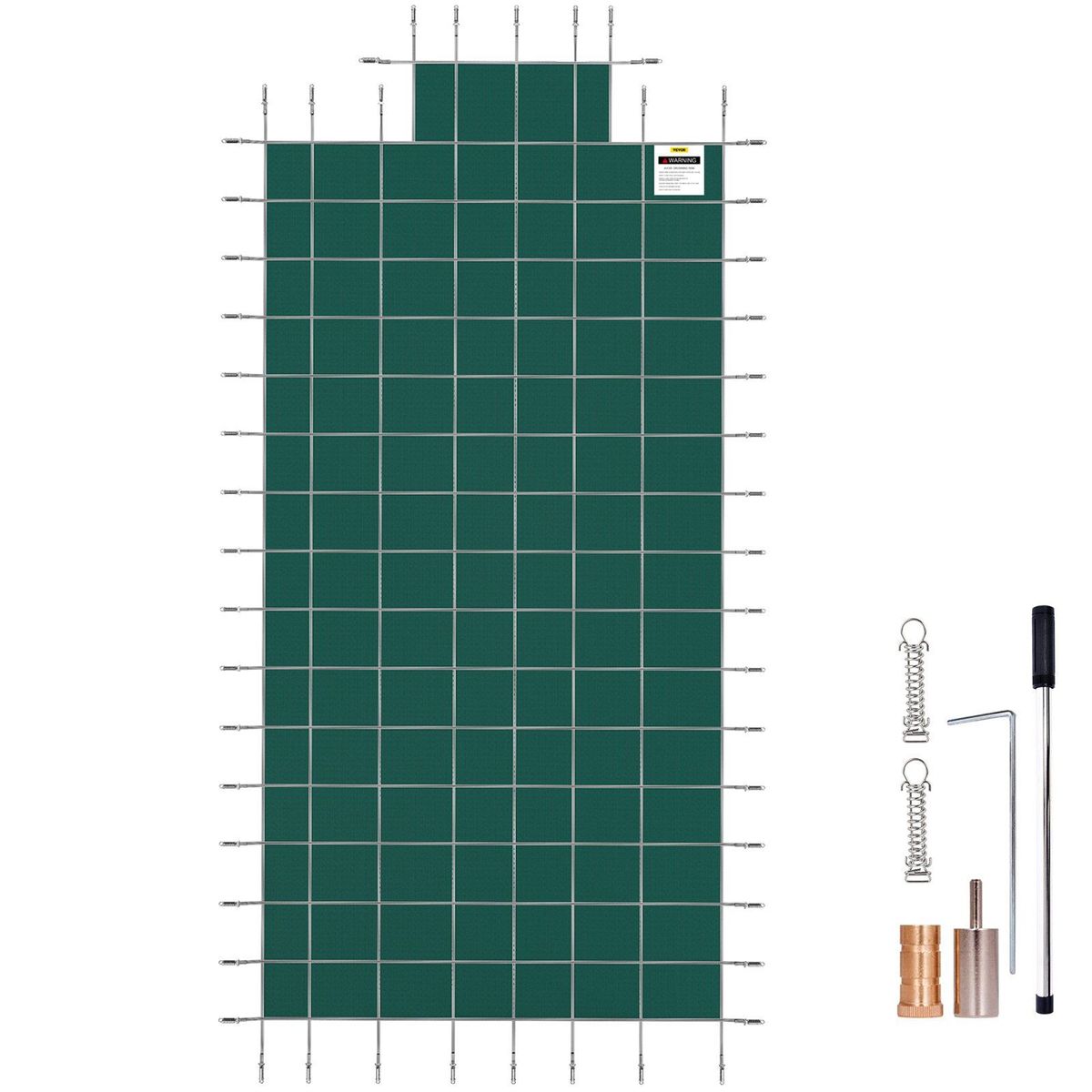 VEVOR Pool Safety Cover Fits 20x40ft Rectangle Inground Safety Pool Cover Green Mesh With 4x8ft Center End Steps Solid Pool Safety Cover For Swimming Pool Winter Safety Cover_maomaolike.com