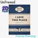 "I Love This Place" Vintage Book Style Painting Poster, Retro Distressed Blue & Beige Poster, Warm Heartfelt Quote With Penguin Graphic, Ideal For_maomaolike.com