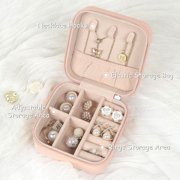Travel Jewelry Case Small Jewelry Box Jewelry Organizer Storage Case Portable PU Leather Mini Jewelry Travel Case For Girls Womens Earring, Necklace, Rings,Bracelets_maomaolike.com