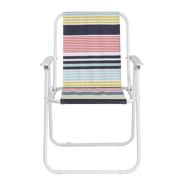 Folding Beach Chair, Lightweight Beach Chair With High Back, Portable Foldable Camping Chair Lawn Chair With Hard Armrest, Colorful Stripes_maomaolike.com