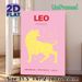 Leo Zodiac Painting Poster, Soft Pastel Style Yellow Lion With Zodiac Traits Poster, Features Leo's Birth Date And Core Traits, Ideal For Bedroom And_maomaolike.com
