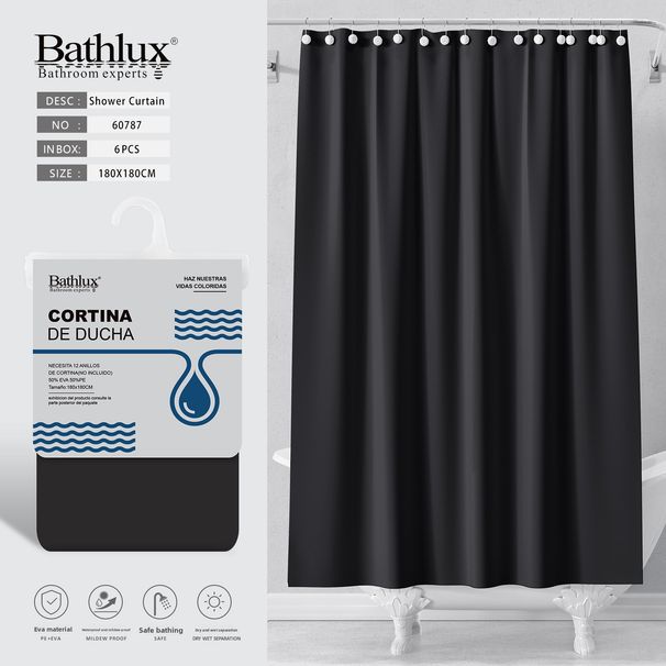 PEVA Solid-color Shower Curtain, Waterproof, Thickened, Single-tone Partition Curtain For Dorm Bathrooms, Heat‑retaining Shower Screen,bathing Curtain_maomaolike.com