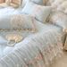 Lace Trim Single Piece Quilted Style Sheet All-Season Cover With Edge Bed Skirt Three-Piece Set_maomaolike.com