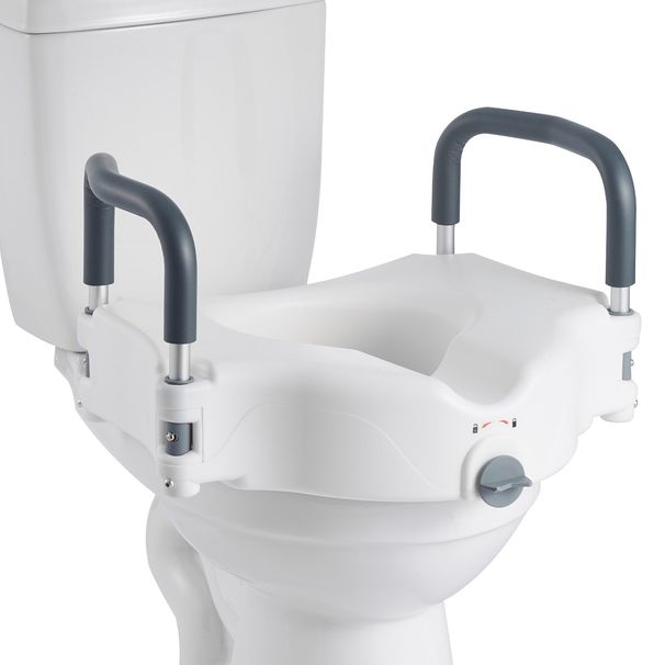 Raised Toilet Seat With Arms, 300 Lbs Load Capacity, 5-Inch Lift Height, Widened Commode Elevated Toilet Seat Riser With Padded Handles For Seniors, Elderly, Handicap, Disabled, And Adults Use_maomaolike.com