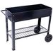 Products Elevated Mobile Raised Ergonomic Metal Planter Garden Bed For Backyard, Patio W/Wheels, Lower Shelf, Black_maomaolike.com