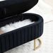 Storage Bench Bedroom Bench, Velvet Oval Upholstered End Of Bed Bench With Golden Metal Legs,50"Modern Storage Ottoman Bench For Bedroom, Living Room,Entryway,Window, Black_maomaolike.com