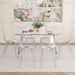 Table And Chair Set.51 * 31.5 Inch Silver Leg Glass Dining Table With 6 Transparent Dining Chairs: A Stylish Combination That Showcases Elegant Style._maomaolike.com