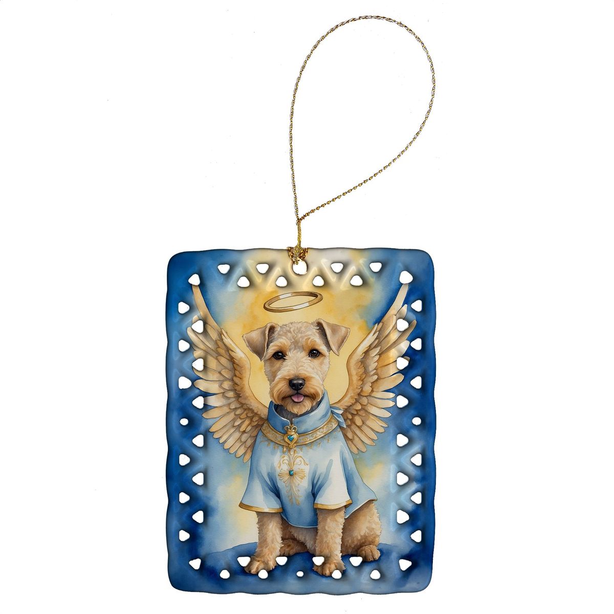 Lakeland Terrier My Angel Porcelain Ornament Christmas Tree Hanging Decorations For Home Christmas Holiday, Rectangle, Gift, Multicolor_maomaolike.com