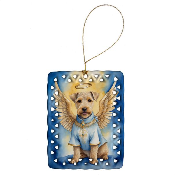 Lakeland Terrier My Angel Porcelain Ornament Christmas Tree Hanging Decorations For Home Christmas Holiday, Rectangle, Gift, Multicolor_maomaolike.com
