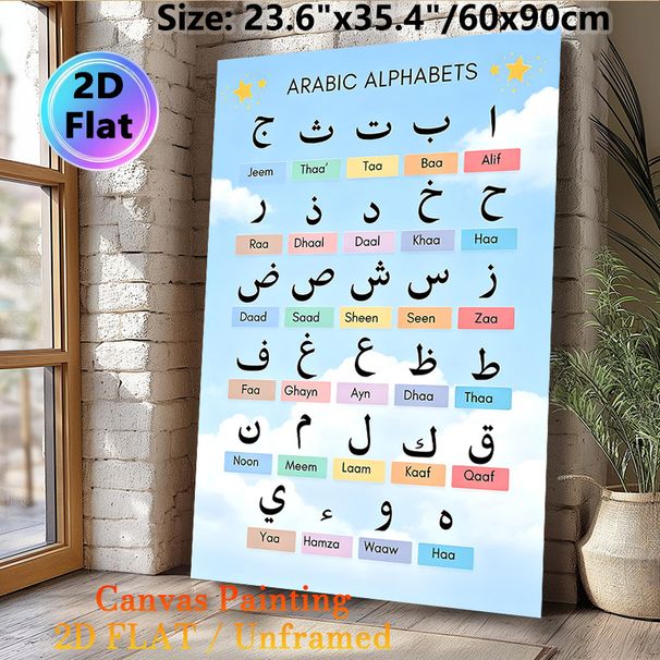 Arabic Alphabets Painting Poster, Soft-colored Clear Arabic Alphabet Chart Poster, Practical For Arabic Language Learning, Ideal For Study Areas And_maomaolike.com