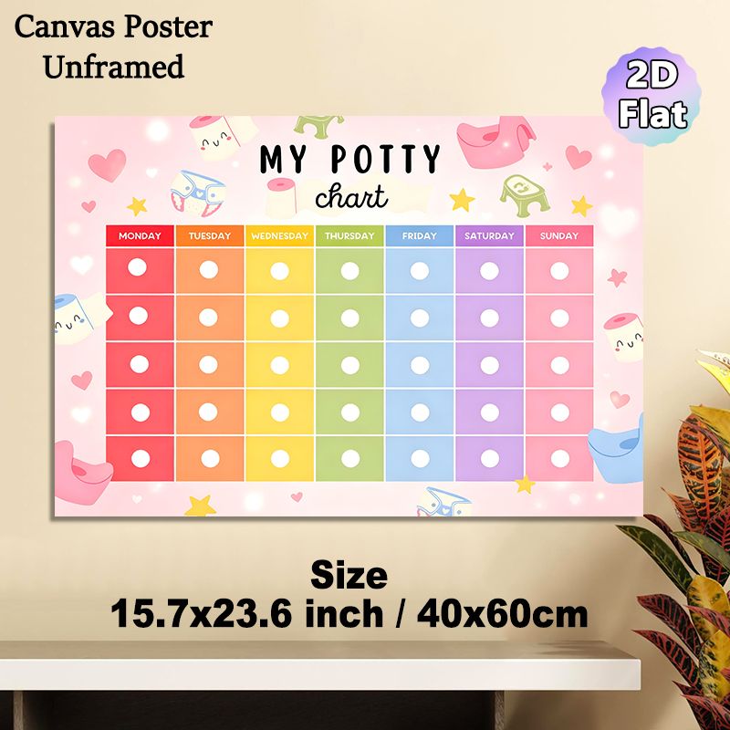 Potty Training Chart Painting Poster, Pastel Cute Cartoon Style Poster, Practical Tool To Track Potty Training Progress, Suitable For Bathroom And_maomaolike.com