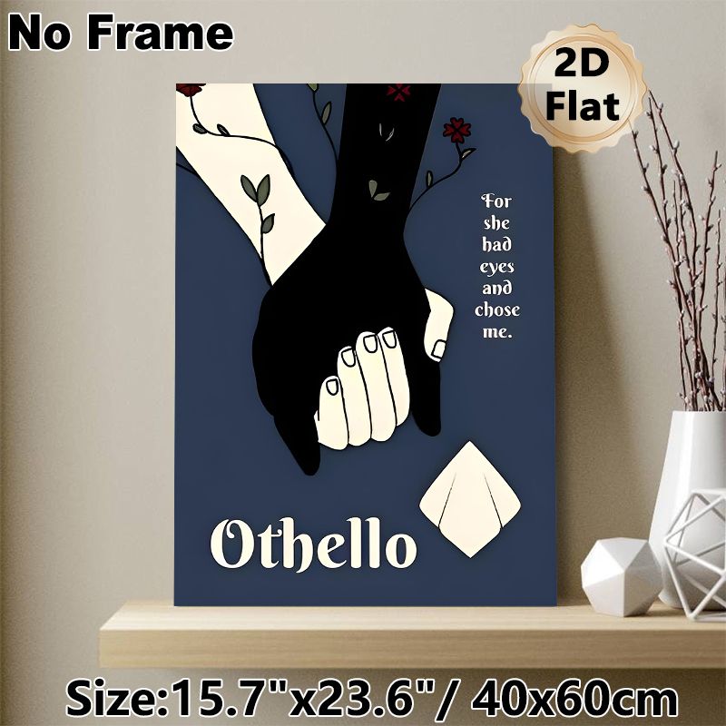 Othello Themed Painting Poster, Stylized Contrasting Hands, Floral Vine & Envelope Illustration Poster, Thought-provoking Literary Quote Design For_maomaolike.com