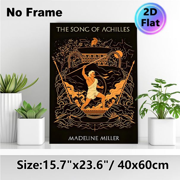Achilles Greek Mythology Painting Poster, Vintage Art Deco Style Warm-toned Heroic Warrior Scene Poster, Captivating Mythic Artwork Ideal For Home_maomaolike.com
