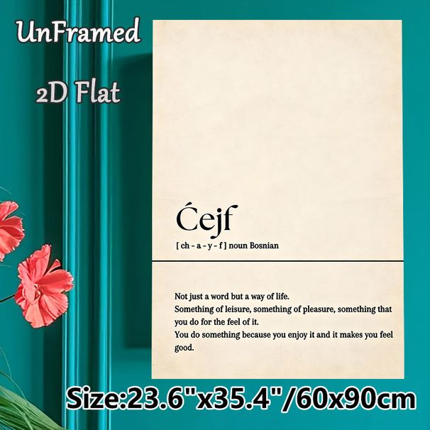 Bosnian "Ćejf" Definition Painting Poster, Vintage-style Typographic Poster, Thought-provoking Life Concept Decor, Ideal For Living Room, Study Space_maomaolike.com