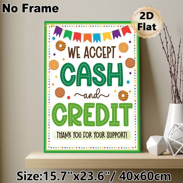 Payment Notice Painting Poster, Vibrant Playful Design With Cookies And Bunting Poster, Clear Payment Method Reminder, Ideal For Bakery Shops And_maomaolike.com