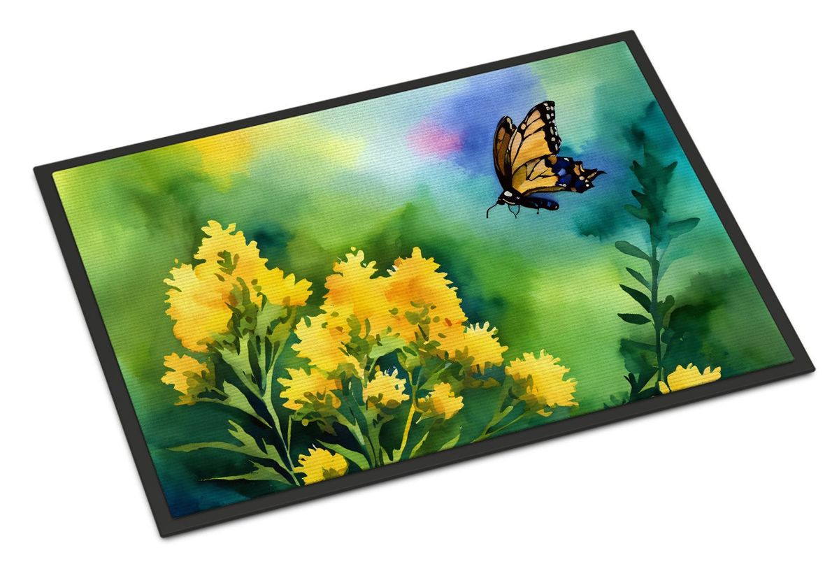 Kentucky Goldenrod In Watercolor Doormat Front Door Mat Indoor Outdoor Rugs For Entryway, Non Slip Washable Low Pile, 24H X 36W_maomaolike.com