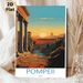 Pompeii Themed Painting Poster, Warm-toned Retro Ancient Ruins Sunset Scene Poster, Vintage Artistic Wall Decor Ideal For Living Room, Study And Home_maomaolike.com