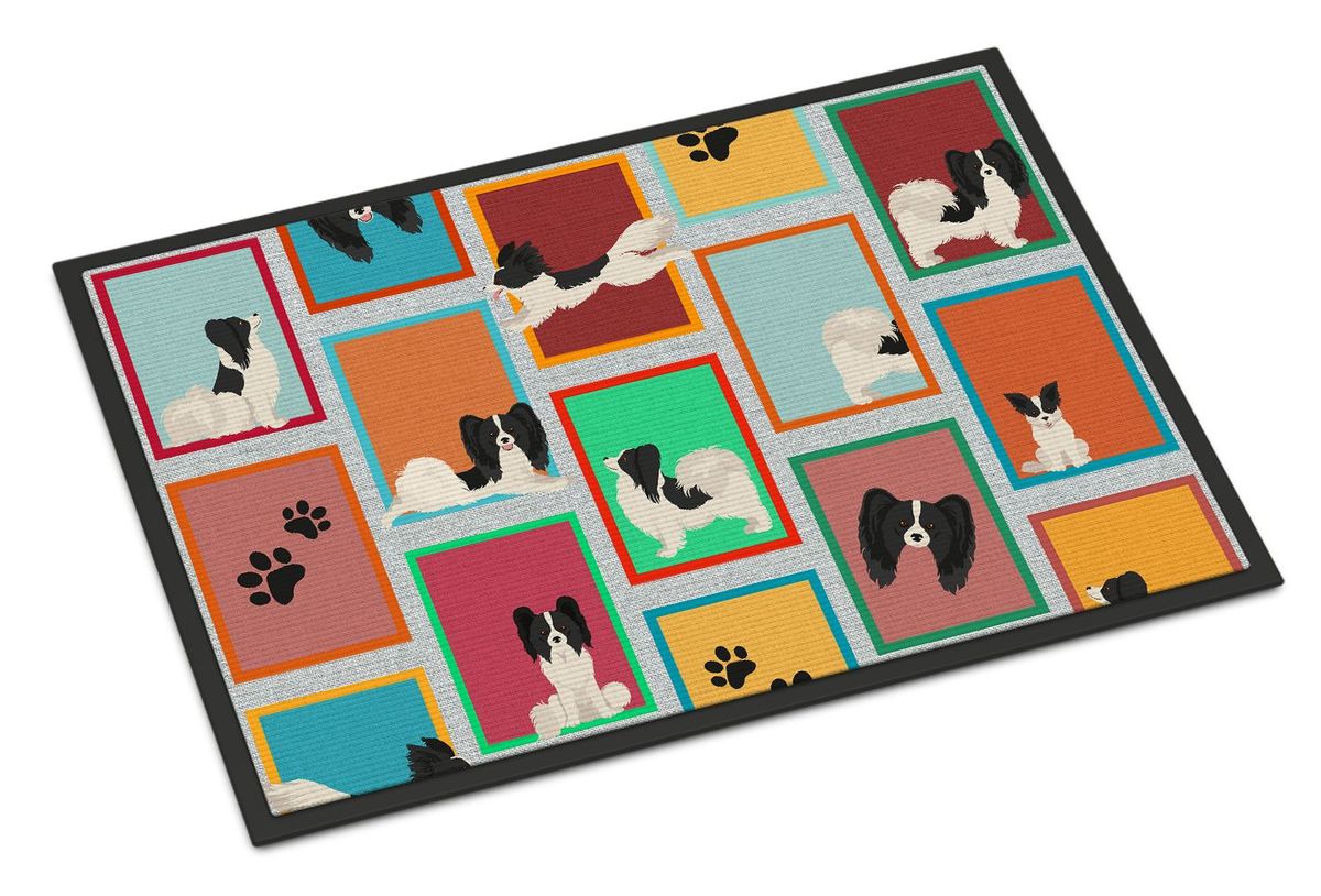 Lots Of Black And Whtie Papillon Doormat Front Door Mat Indoor Outdoor Rugs For Entryway, Non Slip Washable Low Pile, 24H X 36W_maomaolike.com