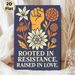 Resistance & Love Themed Painting Poster, Warm-toned Vintage Floral & Raised Fist Graphic Poster, Inspirational Quote Print For Home, Office Wall_maomaolike.com