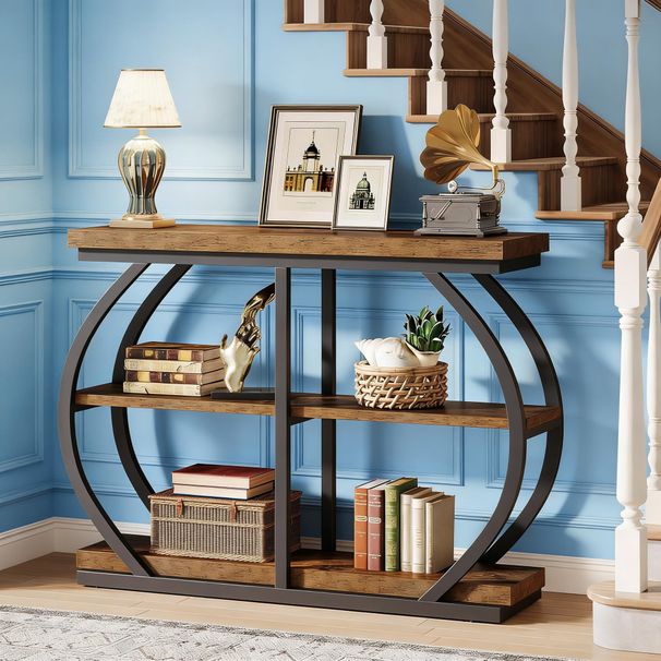 Console Table, 3-Tier Sofa Entryway Table With Storage Shelves_maomaolike.com