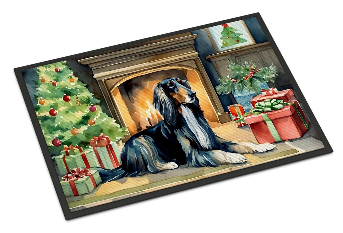Afghan Hound Cozy Christmas Doormat Front Door Mat Indoor Outdoor Rugs For Entryway, Non Slip Washable Low Pile, 24H X 36W_maomaolike.com