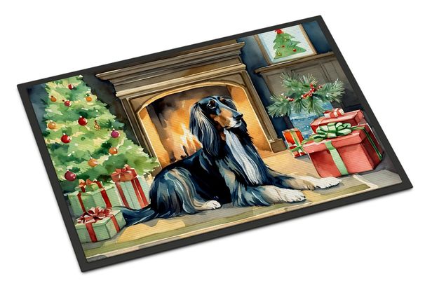 Afghan Hound Cozy Christmas Doormat Front Door Mat Indoor Outdoor Rugs For Entryway, Non Slip Washable Low Pile, 24H X 36W_maomaolike.com