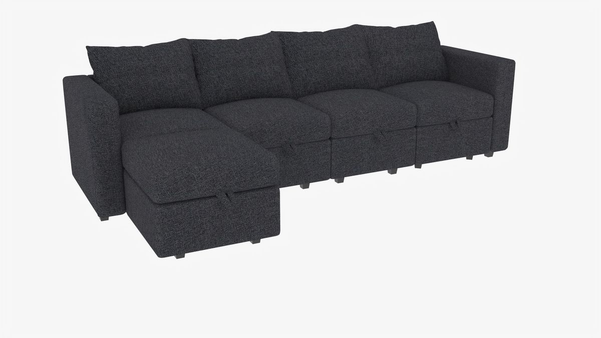 Modular 6-Piece Sectional Sofa – 109''L X 54.5''W X 34''H, Available In Beige, Black, And Gray, Versatile Sectional With Storage Ottoman For Living Room And Family Spaces_maomaolike.com