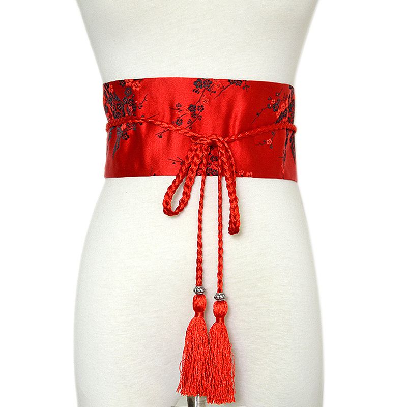 HOT Japanese Rero Tassel Kimono Women Wide Corse Cummerbunds Fashion Floral Prined Yukaa Sash Tie Ehnic Syle Dress_maomaolike.com