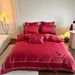 Celebration High Precision Red Pure Bed Sheet And Duvet Cover 120s Long Staple Wedding Four-Piece Set All Cotton Dowry_maomaolike.com