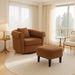 Swivel Accent Chair With Ottoman Set, Modern Chenille Barrel Armchair With Removable Back Pillow & 2 Armrest Covers For Living Room, Bedroom, Office, Yellow_maomaolike.com