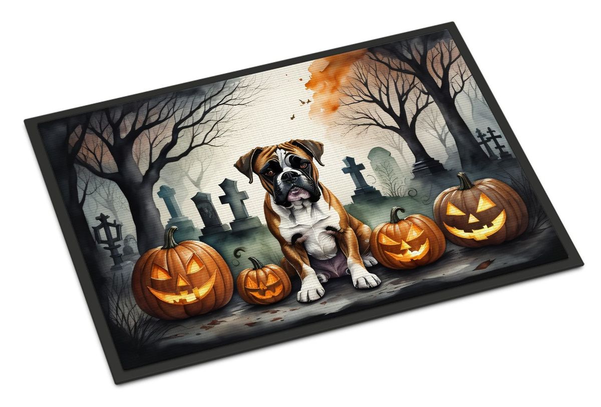 Boxer Spooky Halloween Doormat Front Door Mat Indoor Outdoor Rugs For Entryway, Non Slip Washable Low Pile, 24H X 36W_maomaolike.com