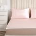 Solid Color Silky Satin Bed Sheet Mattress Protector_maomaolike.com