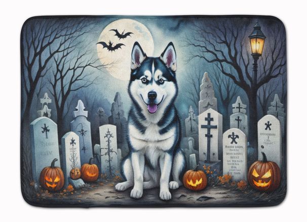 Siberian Husky Spooky Halloween Memory Foam Kitchen Mat Machine Washable Anti-Fatigue Mat Cushion Comfort Bath Mat Or Kitchen Rug_maomaolike.com