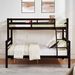 Twin Over Full Bunk Bed With Thick Posts,Wooden Bunk Bed With High Guardrail And Ladder For Kids, Teens, Dorm Rooms, And Guest Rooms,No Box Spring Needed,Espresso_maomaolike.com